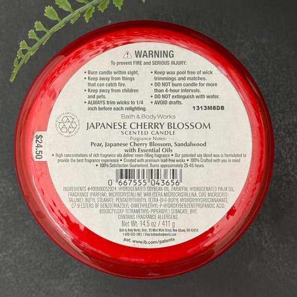 BBW Japanese Cherry Blossom Bath & Body Works 3 Wick Candle - Picture 10 of 10